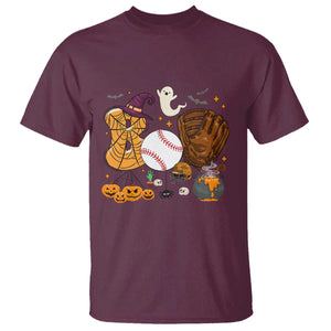 Halloween Baseball T Shirt Funny Boo Player Gift For Catcher TS12 Maroon Print Your Wear