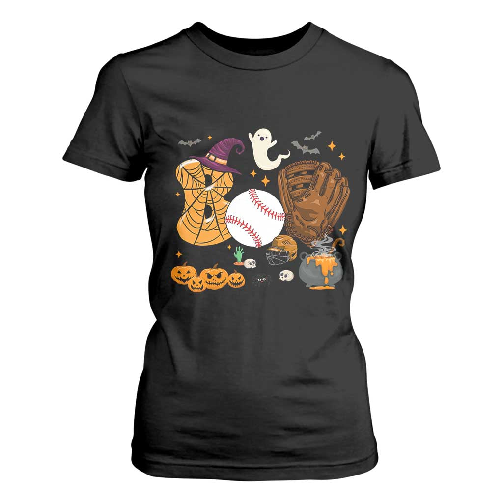 Halloween Baseball T Shirt For Women Funny Boo Player Gift For Catcher TS12 Black Print Your Wear