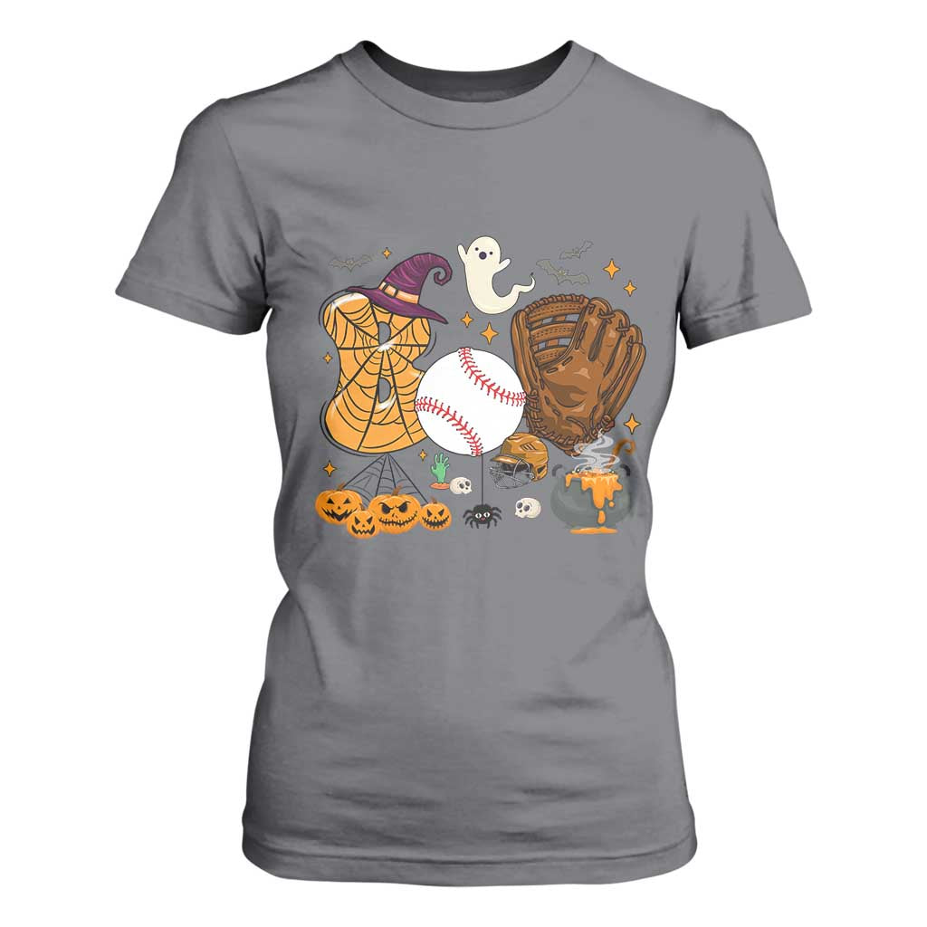 Halloween Baseball T Shirt For Women Funny Boo Player Gift For Catcher TS12 Charcoal Print Your Wear