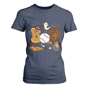 Halloween Baseball T Shirt For Women Funny Boo Player Gift For Catcher TS12 Navy Print Your Wear