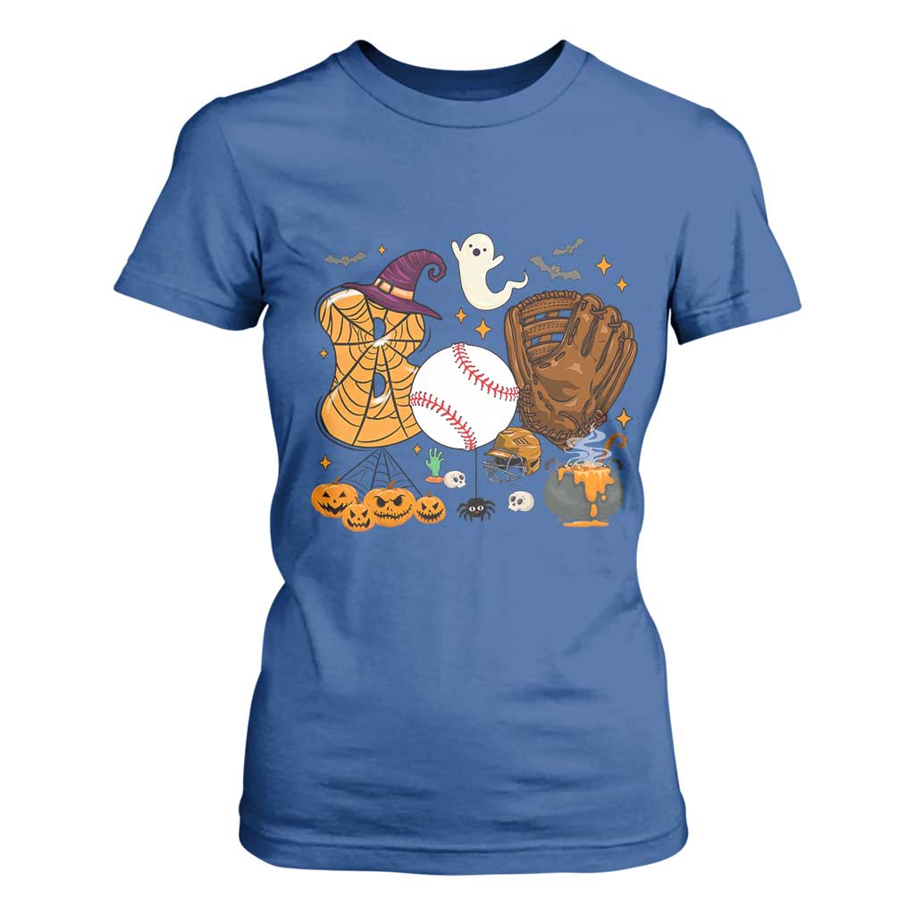 Halloween Baseball T Shirt For Women Funny Boo Player Gift For Catcher TS12 Royal Blue Print Your Wear
