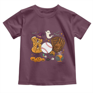 Halloween Baseball Toddler T Shirt Funny Boo Player Gift For Catcher TS12 Maroon Print Your Wear