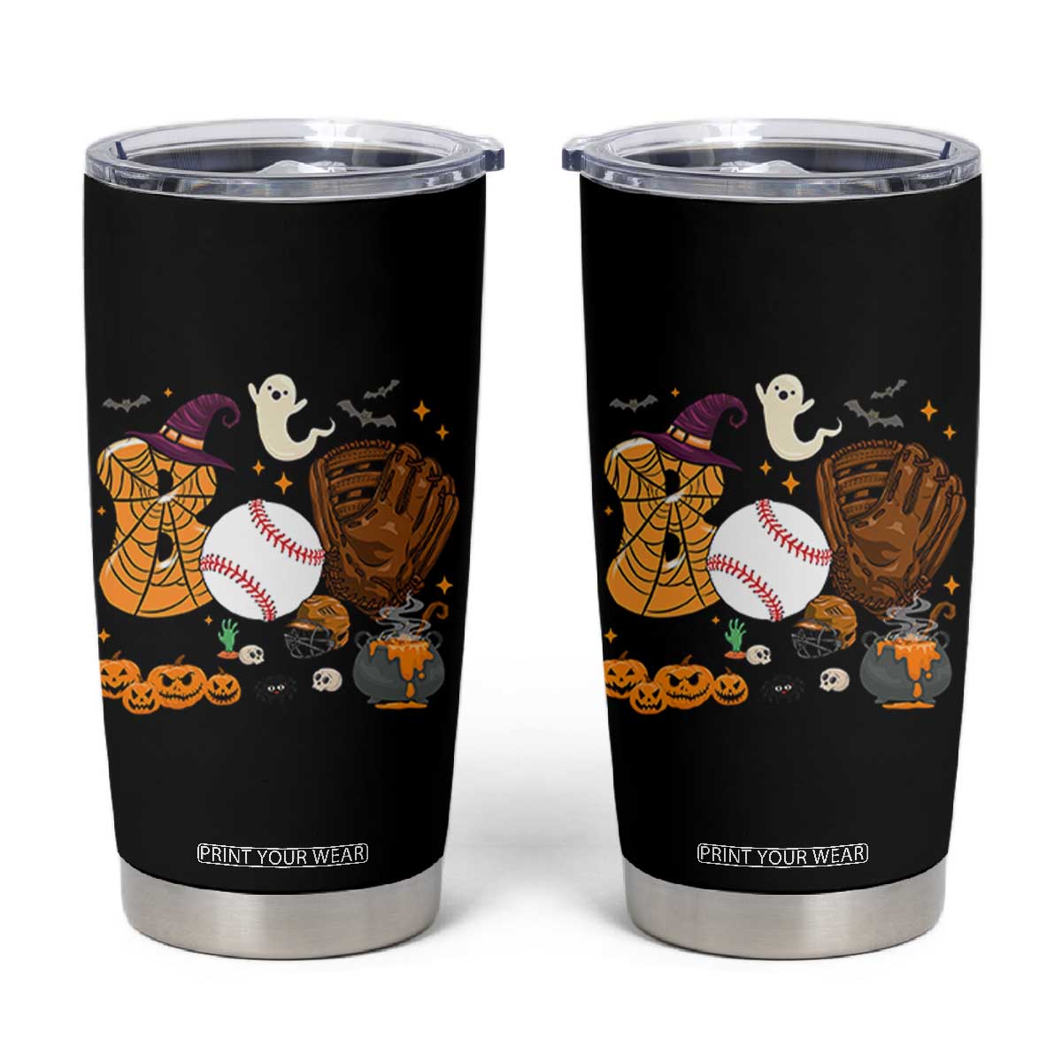 Halloween Baseball Tumbler Cup Funny Boo Player Gift For Catcher TS12 Black Print Your Wear
