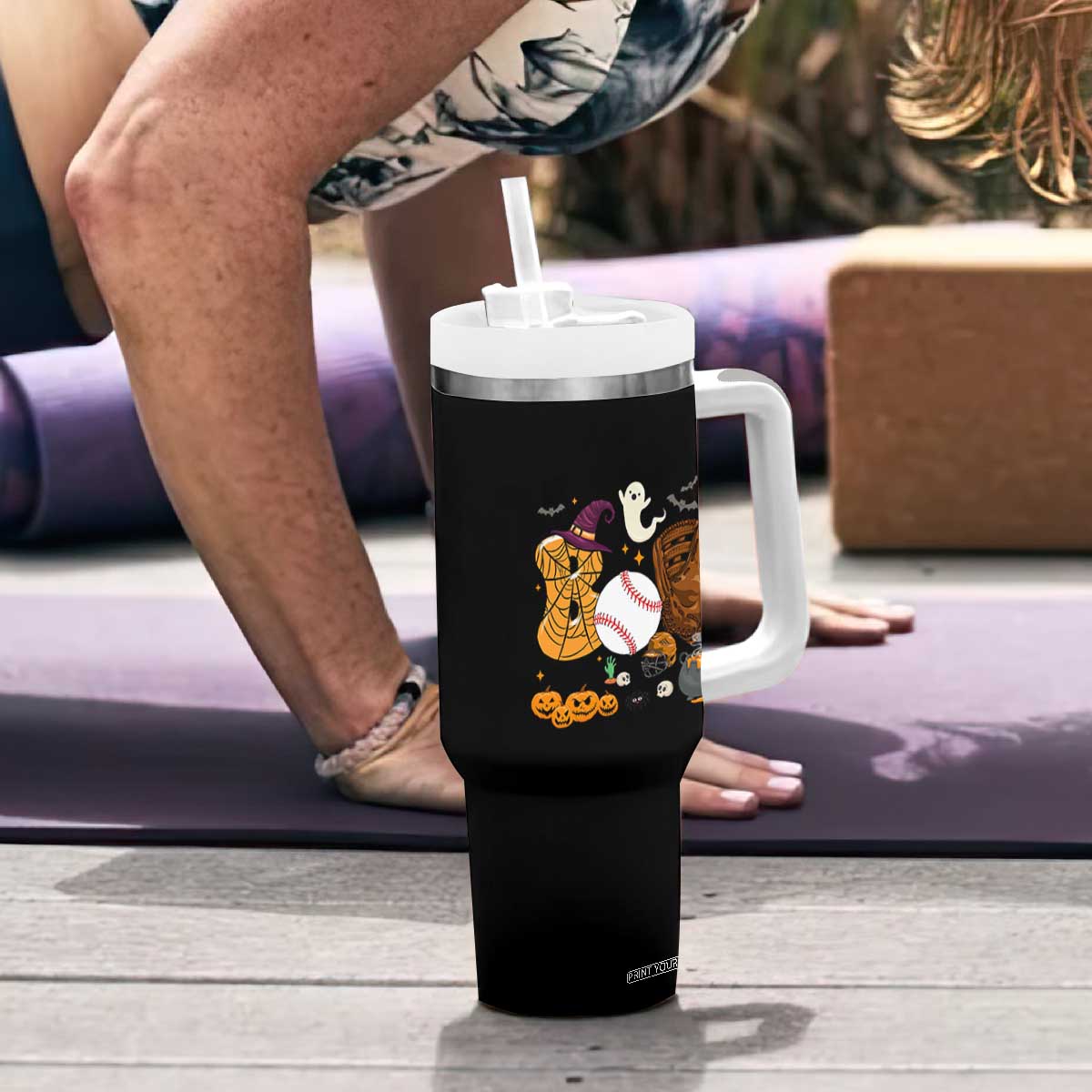 Halloween Baseball Tumbler With Handle Funny Boo Player Gift For Catcher TS12 Print Your Wear