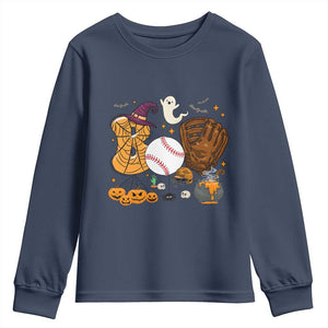 Halloween Baseball Youth Sweatshirt Funny Boo Player Gift For Catcher TS12 Navy Print Your Wear