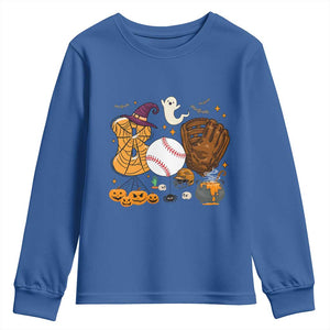 Halloween Baseball Youth Sweatshirt Funny Boo Player Gift For Catcher TS12 Royal Blue Print Your Wear