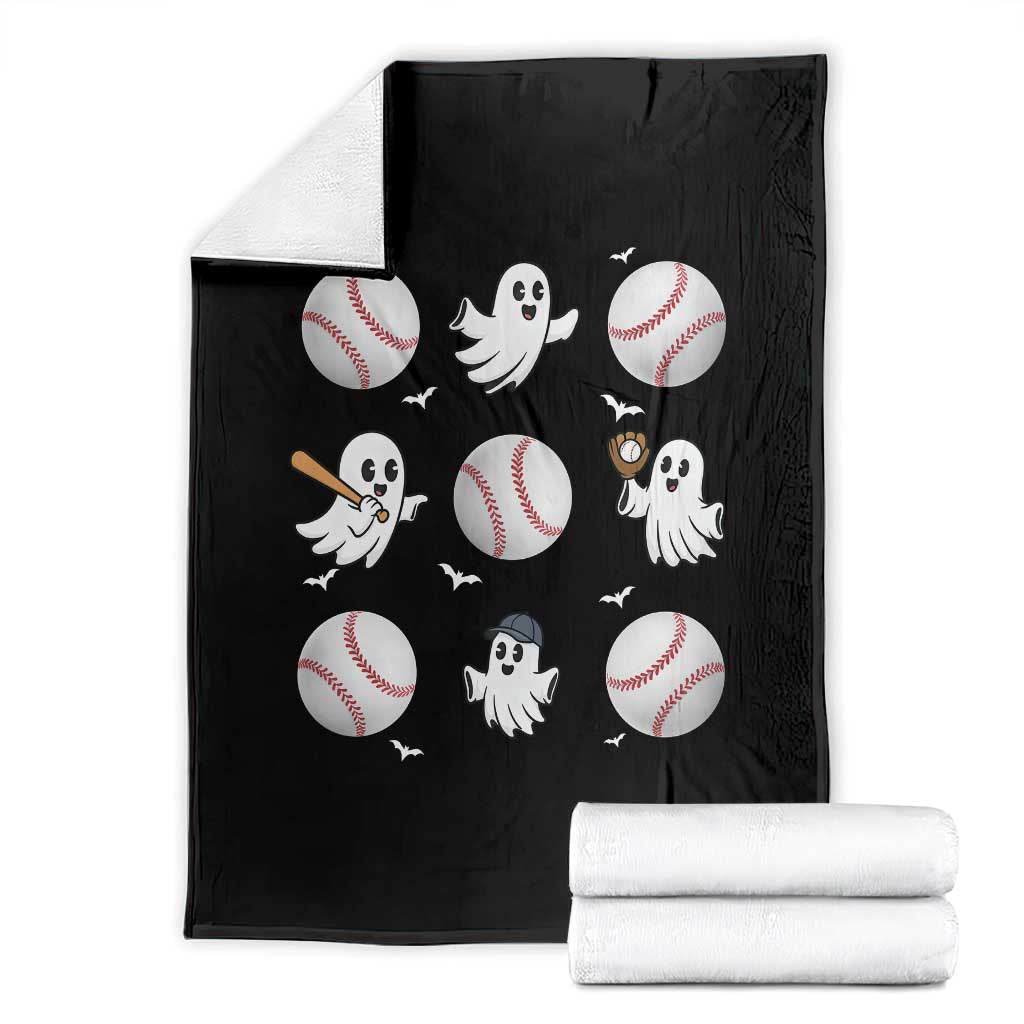 Halloween Baseball Throw Blanket Cute Ghost Playing Ball Gift TS12 Black Print Your Wear