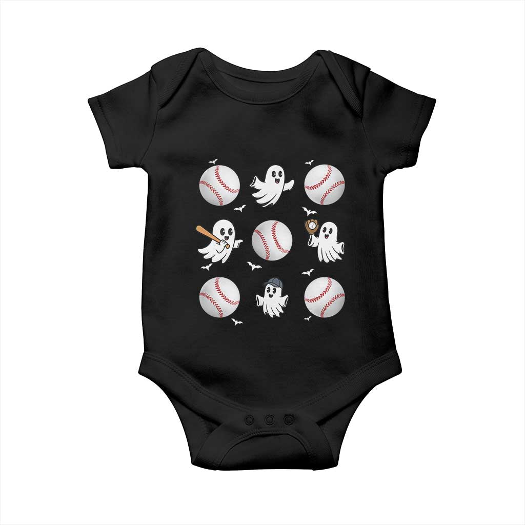 Halloween Baseball Baby Onesie Cute Ghost Playing Ball Gift TS12 Black Print Your Wear