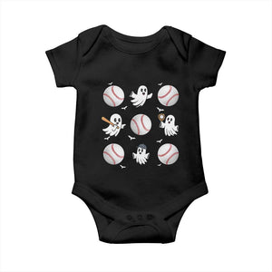Halloween Baseball Baby Onesie Cute Ghost Playing Ball Gift TS12 Black Print Your Wear