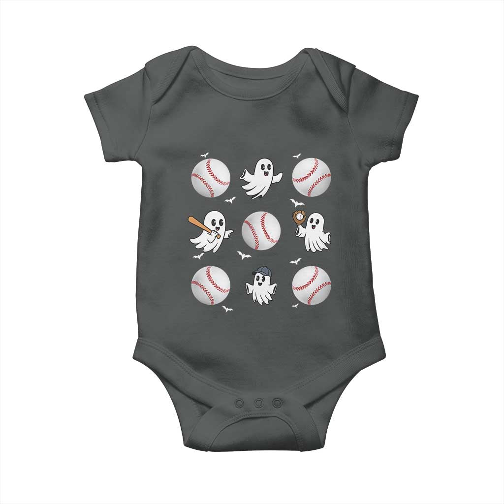 Halloween Baseball Baby Onesie Cute Ghost Playing Ball Gift TS12 Dark Heather Print Your Wear