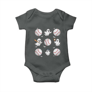 Halloween Baseball Baby Onesie Cute Ghost Playing Ball Gift TS12 Dark Heather Print Your Wear