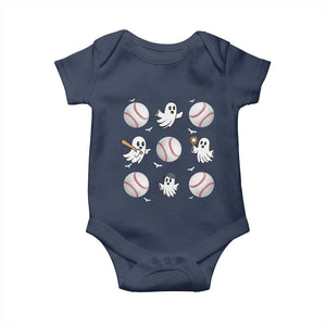 Halloween Baseball Baby Onesie Cute Ghost Playing Ball Gift TS12 Navy Print Your Wear