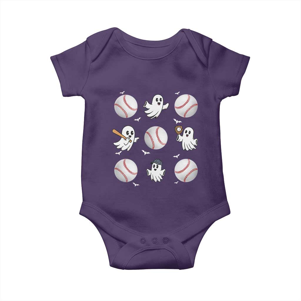 Halloween Baseball Baby Onesie Cute Ghost Playing Ball Gift TS12 Purple Print Your Wear