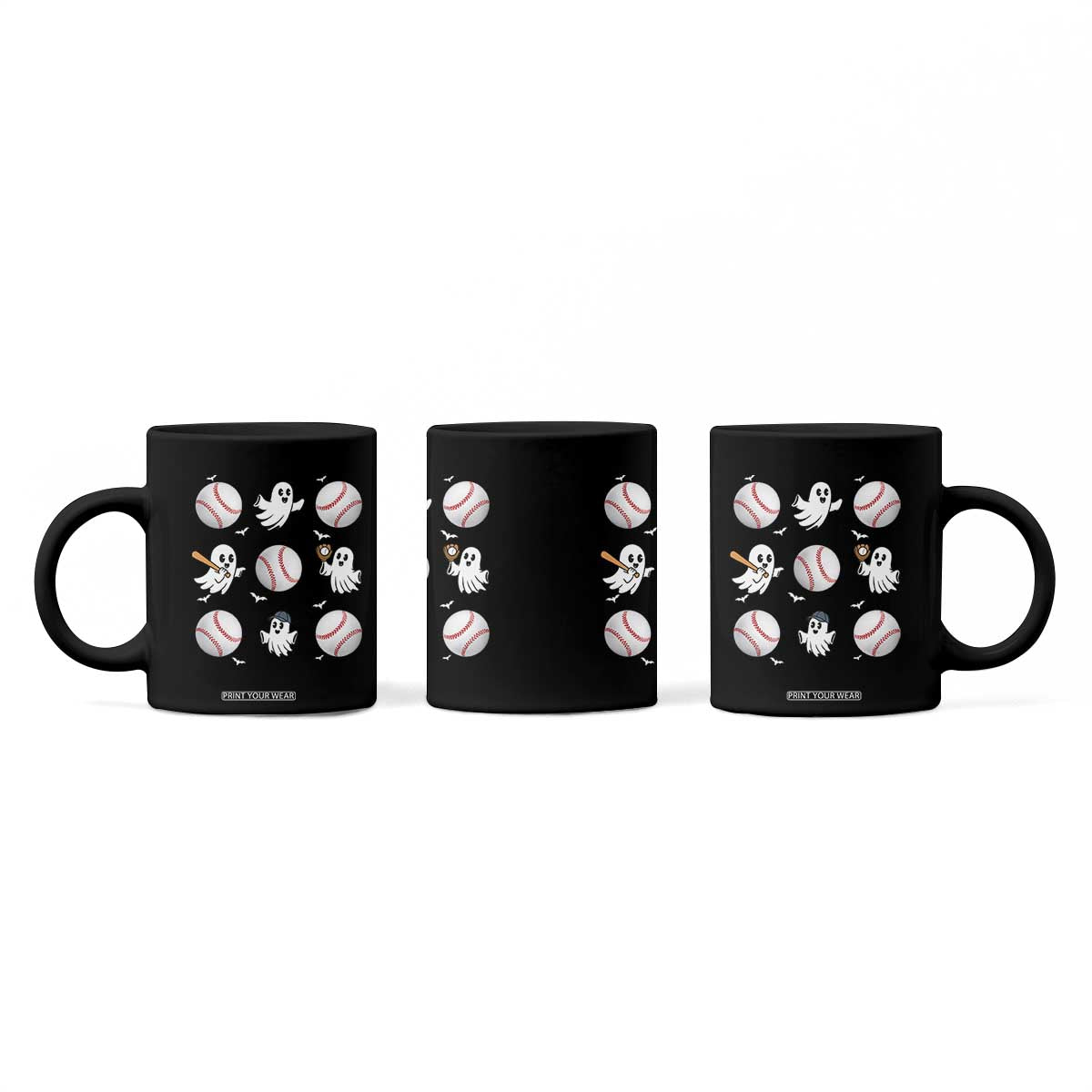 Halloween Baseball Coffee Mug Cute Ghost Playing Ball Gift TS12 Print Your Wear