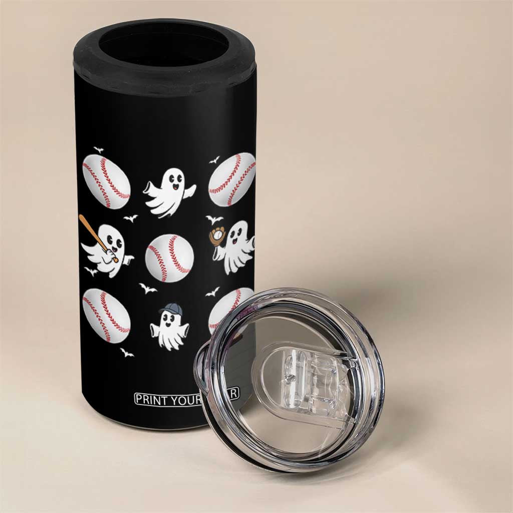 Halloween Baseball 4 in 1 Can Cooler Tumbler Cute Ghost Playing Ball Gift TS12 Print Your Wear