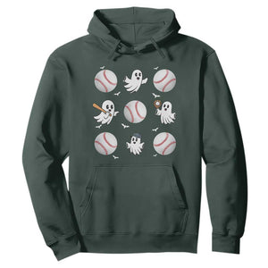Halloween Baseball Hoodie Cute Ghost Playing Ball Gift TS12 Dark Forest Green Print Your Wear