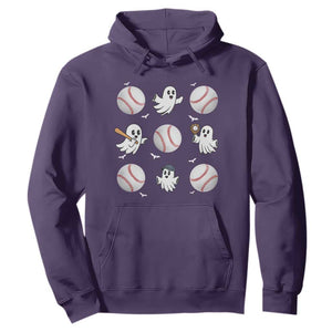 Halloween Baseball Hoodie Cute Ghost Playing Ball Gift TS12 Purple Print Your Wear