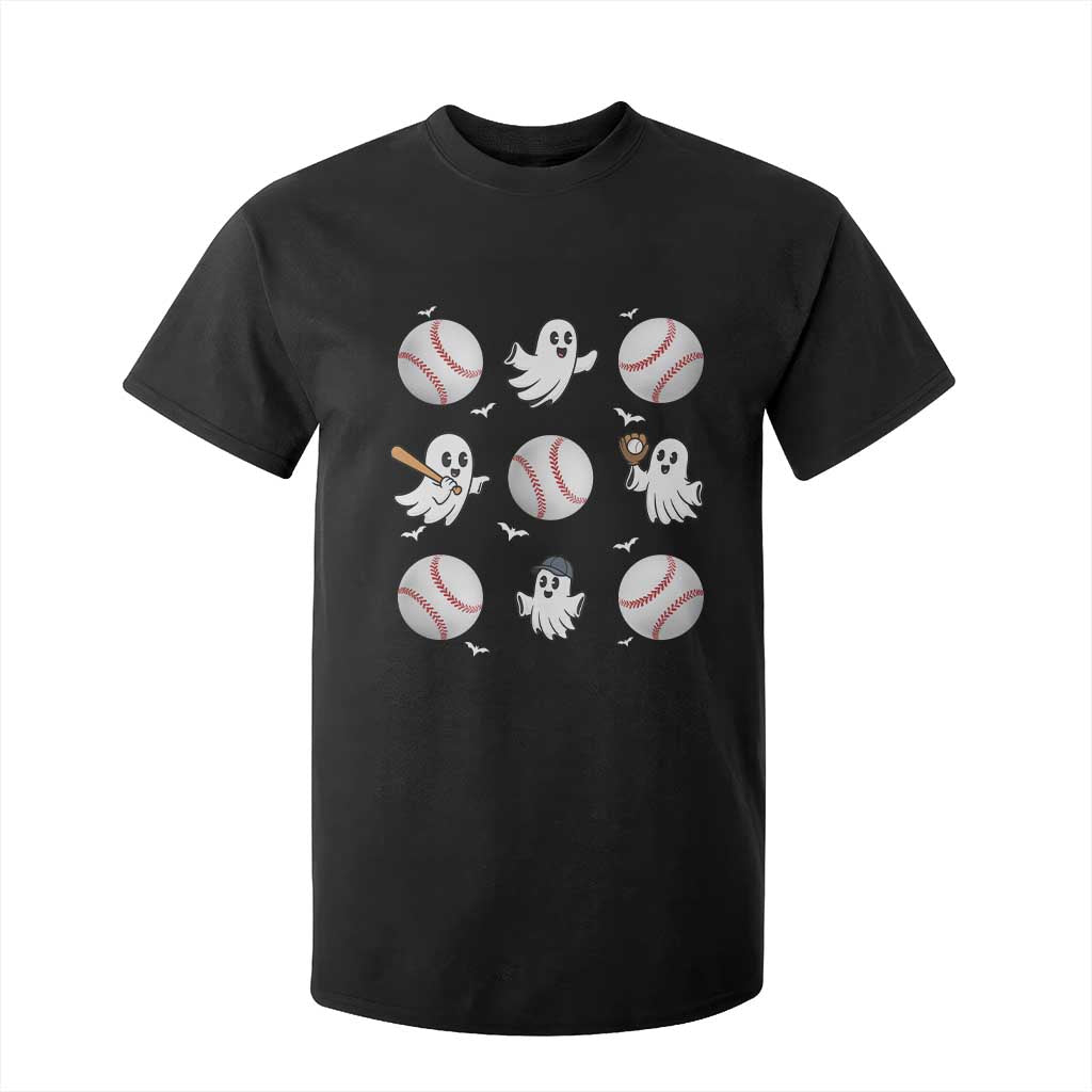 Halloween Baseball T Shirt For Kid Cute Ghost Playing Ball Gift TS12 Black Print Your Wear