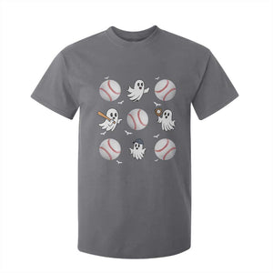 Halloween Baseball T Shirt For Kid Cute Ghost Playing Ball Gift TS12 Charcoal Print Your Wear