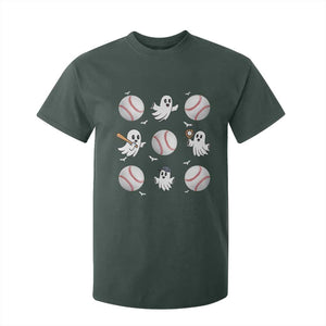 Halloween Baseball T Shirt For Kid Cute Ghost Playing Ball Gift TS12 Dark Forest Green Print Your Wear