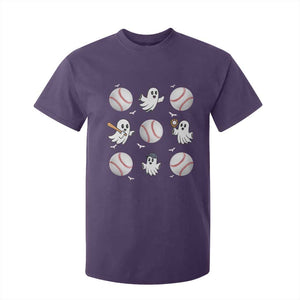 Halloween Baseball T Shirt For Kid Cute Ghost Playing Ball Gift TS12 Purple Print Your Wear