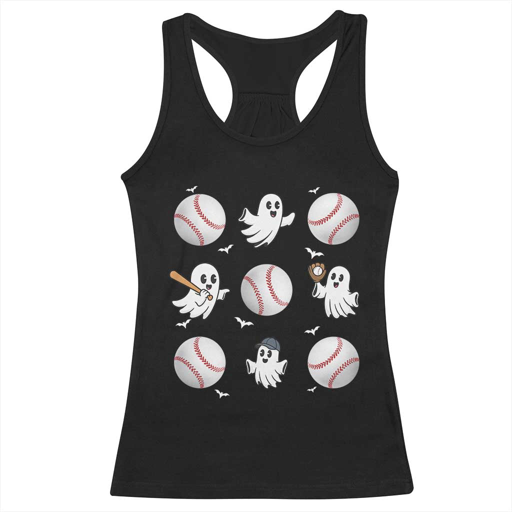Halloween Baseball Racerback Tank Top Cute Ghost Playing Ball Gift TS12 Black Print Your Wear