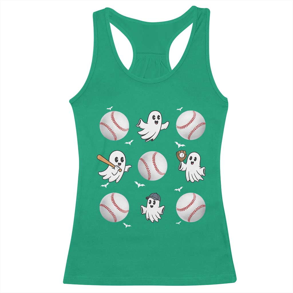 Halloween Baseball Racerback Tank Top Cute Ghost Playing Ball Gift TS12 Irish Green Print Your Wear