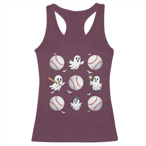 Halloween Baseball Racerback Tank Top Cute Ghost Playing Ball Gift TS12 Maroon Print Your Wear