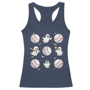 Halloween Baseball Racerback Tank Top Cute Ghost Playing Ball Gift TS12 Navy Print Your Wear