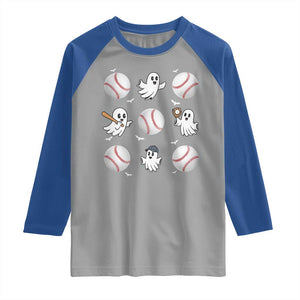 Halloween Baseball Raglan Shirt Cute Ghost Playing Ball Gift TS12 Sport Gray Royal Print Your Wear