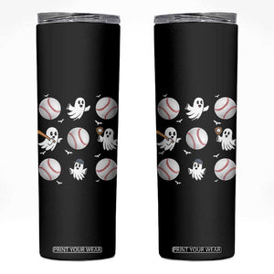 Halloween Baseball Skinny Tumbler Cute Ghost Playing Ball Gift TS12 Black Print Your Wear
