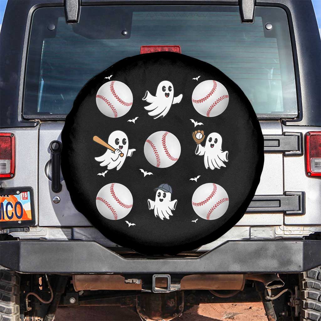 Halloween Baseball Spare Tire Cover Cute Ghost Playing Ball Gift TS12 No hole Black Print Your Wear