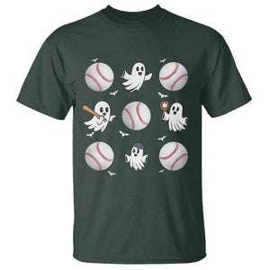 Halloween Baseball T Shirt Cute Ghost Playing Ball Gift TS12 Dark Forest Green Print Your Wear