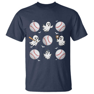 Halloween Baseball T Shirt Cute Ghost Playing Ball Gift TS12 Navy Print Your Wear