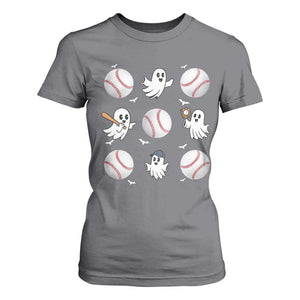 Halloween Baseball T Shirt For Women Cute Ghost Playing Ball Gift TS12 Charcoal Print Your Wear