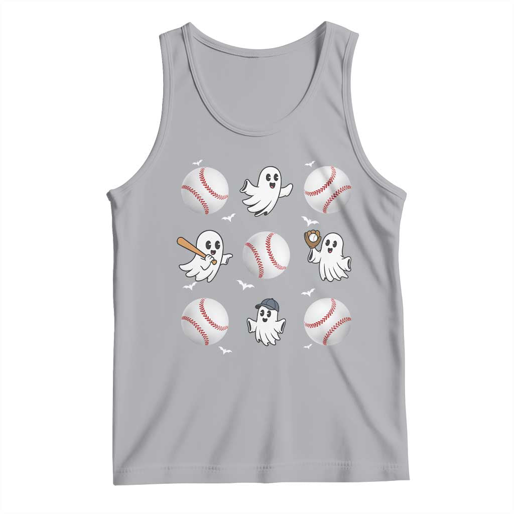 Halloween Baseball Tank Top Cute Ghost Playing Ball Gift TS12 Athletic Heather Print Your Wear