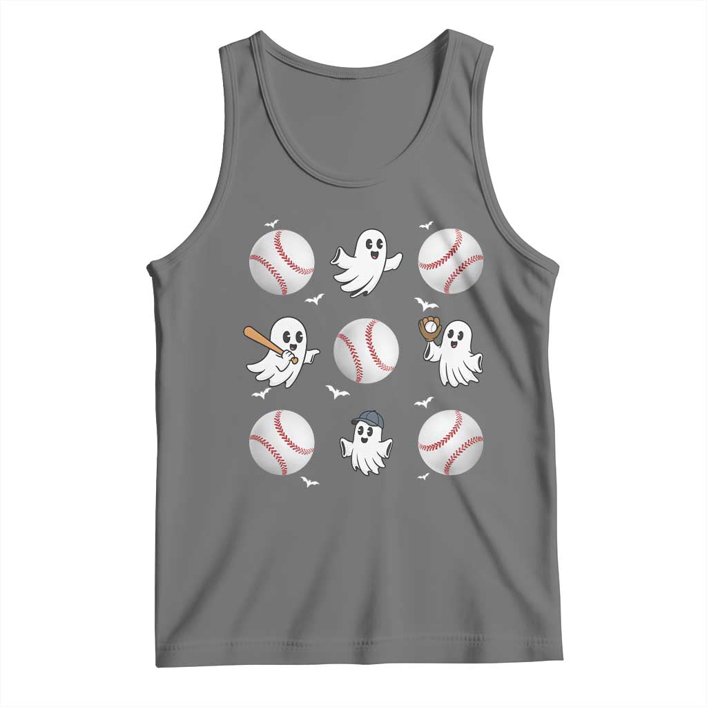 Halloween Baseball Tank Top Cute Ghost Playing Ball Gift TS12 Black Heather Print Your Wear