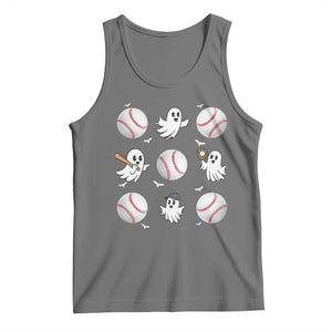 Halloween Baseball Tank Top Cute Ghost Playing Ball Gift TS12 Black Heather Print Your Wear