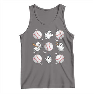 Halloween Baseball Tank Top Cute Ghost Playing Ball Gift TS12 Deep Heather Print Your Wear