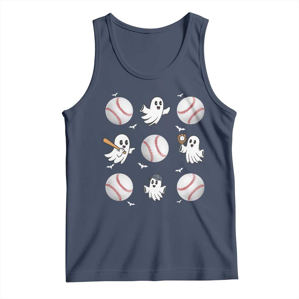 Halloween Baseball Tank Top Cute Ghost Playing Ball Gift TS12 Navy Print Your Wear