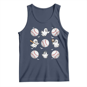 Halloween Baseball Tank Top Cute Ghost Playing Ball Gift TS12 Navy Print Your Wear
