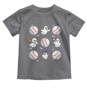 Halloween Baseball Toddler T Shirt Cute Ghost Playing Ball Gift TS12 Charcoal Print Your Wear