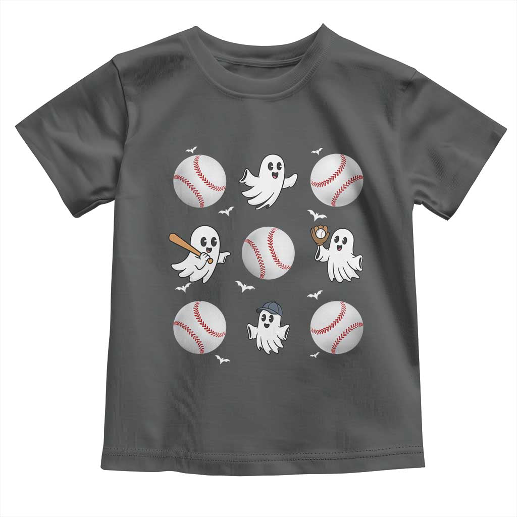 Halloween Baseball Toddler T Shirt Cute Ghost Playing Ball Gift TS12 Dark Heather Print Your Wear