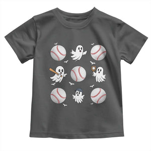 Halloween Baseball Toddler T Shirt Cute Ghost Playing Ball Gift TS12 Dark Heather Print Your Wear