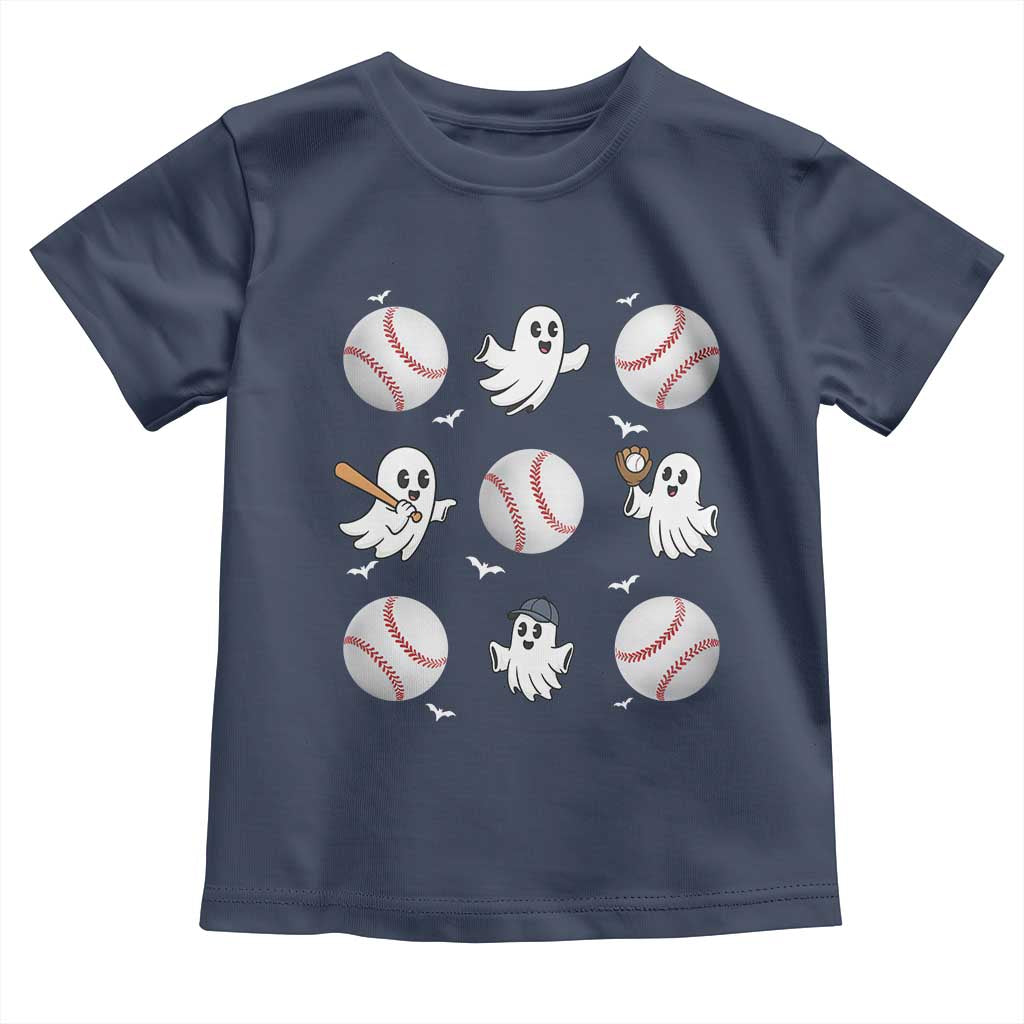 Halloween Baseball Toddler T Shirt Cute Ghost Playing Ball Gift TS12 Navy Print Your Wear