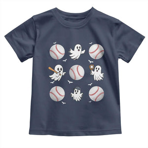 Halloween Baseball Toddler T Shirt Cute Ghost Playing Ball Gift TS12 Navy Print Your Wear