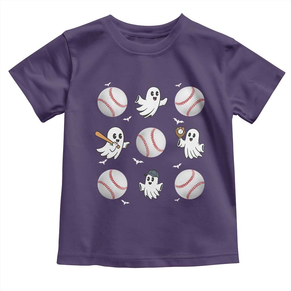 Halloween Baseball Toddler T Shirt Cute Ghost Playing Ball Gift TS12 Purple Print Your Wear