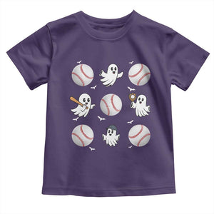 Halloween Baseball Toddler T Shirt Cute Ghost Playing Ball Gift TS12 Purple Print Your Wear