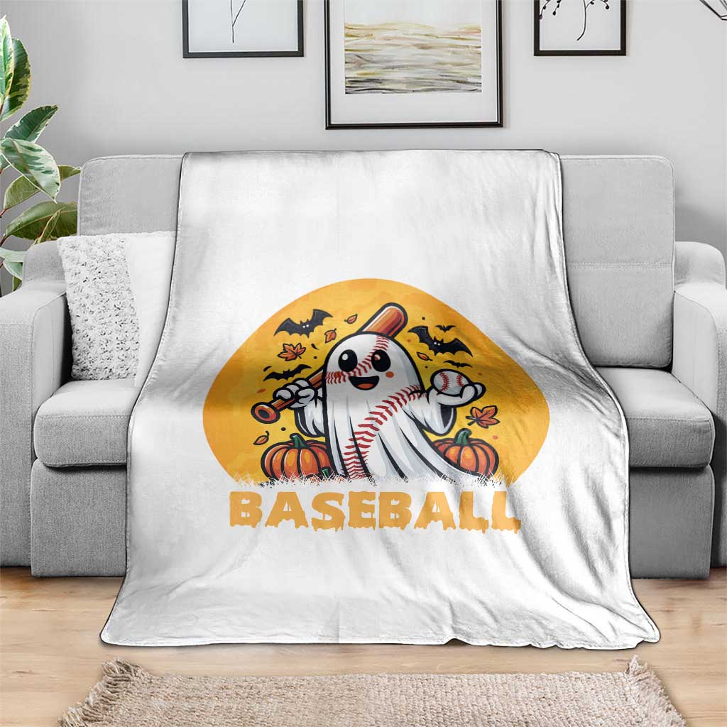 Funny Halloween Baseball Throw Blanket Cute Boo Playing Ball Gift TS12 Print Your Wear