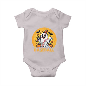 Funny Halloween Baseball Baby Onesie Cute Boo Playing Ball Gift TS12 Ice Gray Print Your Wear